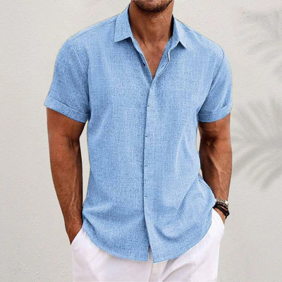 Minimalist Short-Sleeve Linen Shirt