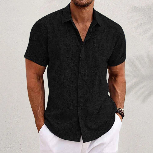 Minimalist Short-Sleeve Linen Shirt