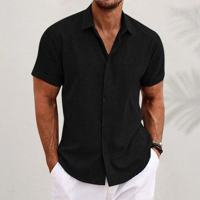 Minimalist Short-Sleeve Linen Shirt