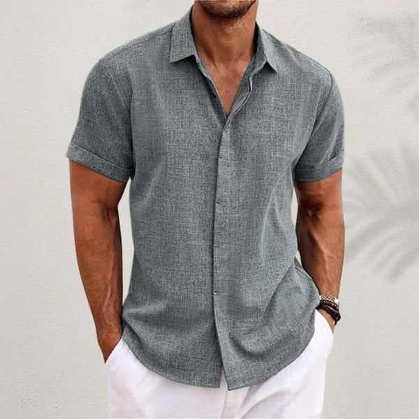 Minimalist Short-Sleeve Linen Shirt
