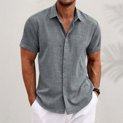 Minimalist Short-Sleeve Linen Shirt