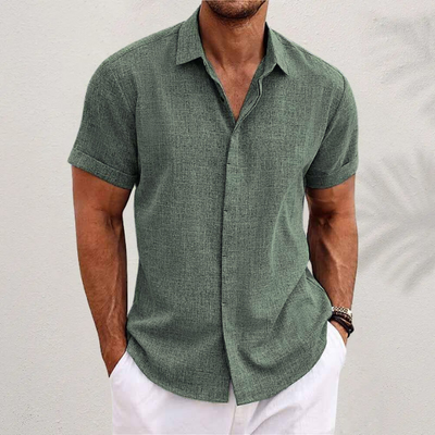 Minimalist Short-Sleeve Linen Shirt