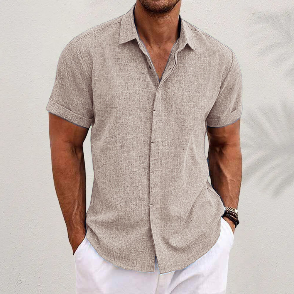 Minimalist Short-Sleeve Linen Shirt
