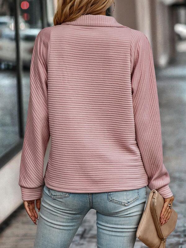 Elegant V-Neck Half-Zip Jumper