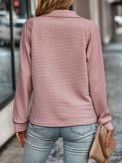 Elegant V-Neck Half-Zip Jumper
