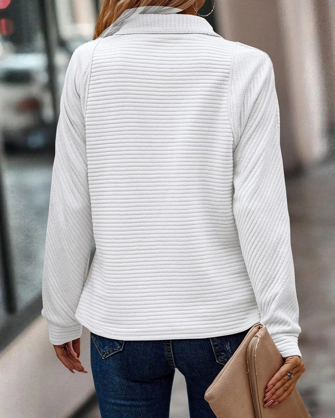 Elegant V-Neck Half-Zip Jumper