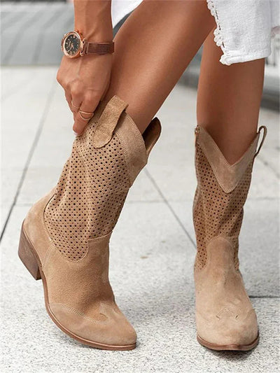 Elegant Women's Leather Cowboy Boots