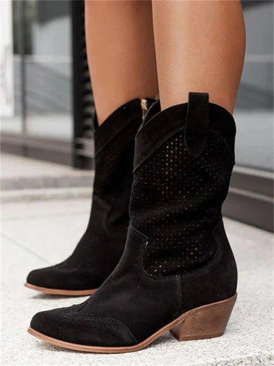 Elegant Women's Leather Cowboy Boots