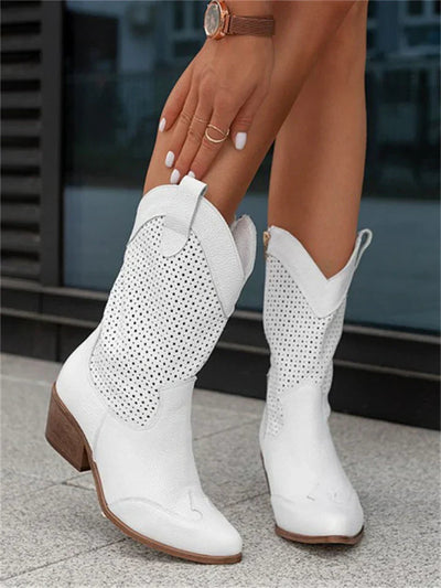 Elegant Women's Leather Cowboy Boots