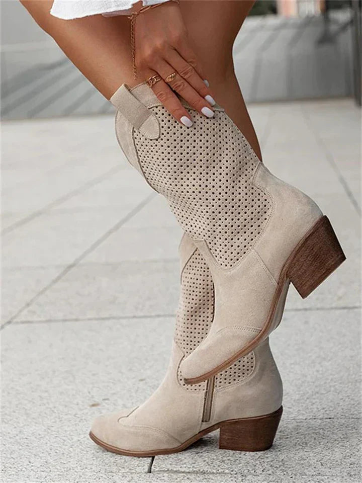 Elegant Women's Leather Cowboy Boots
