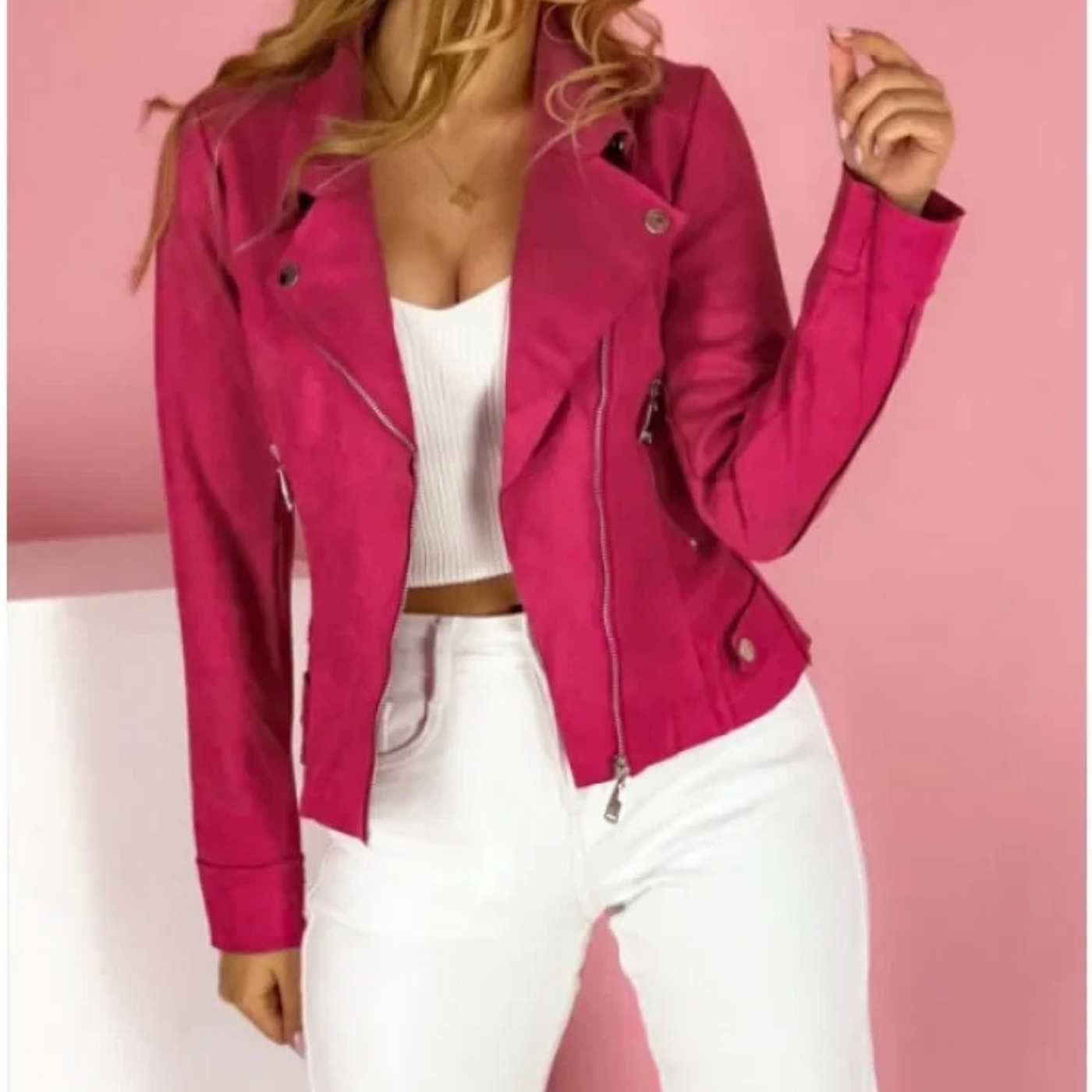 Stylish Women's Suede Biker Jacket