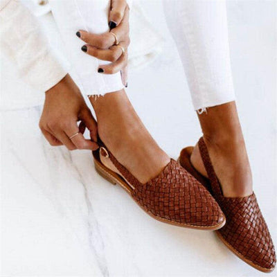 Elegant Woven Leather Flat Shoes