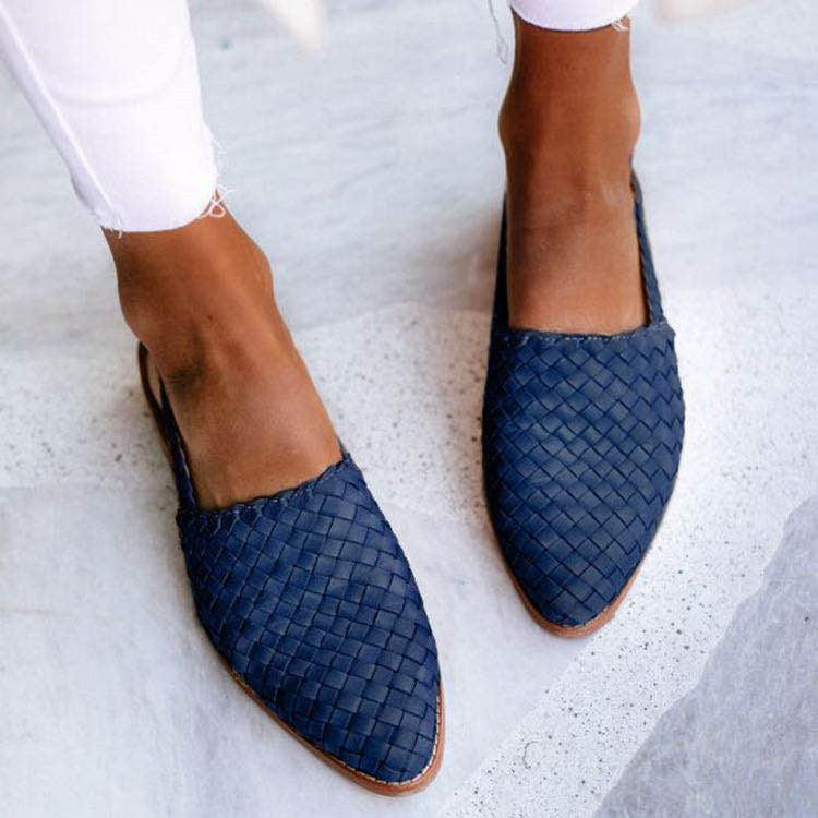 Elegant Woven Leather Flat Shoes