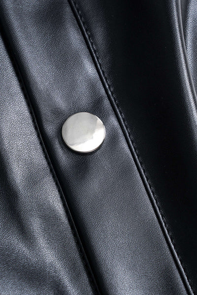 Pantalon large en simili cuir à boutons, taille élastiquée, style moderne et chic