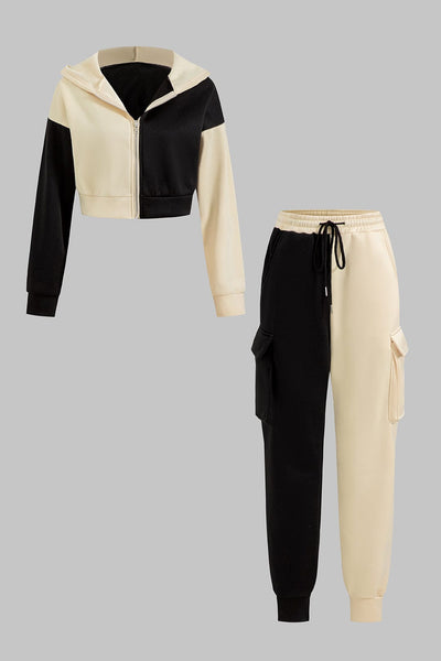 Ensemble à capuche et pantalon à cordon, confortable, tissu polaire doux, décontracté, pour un look casual élégant, taille S, disponible en plusieurs couleurs.