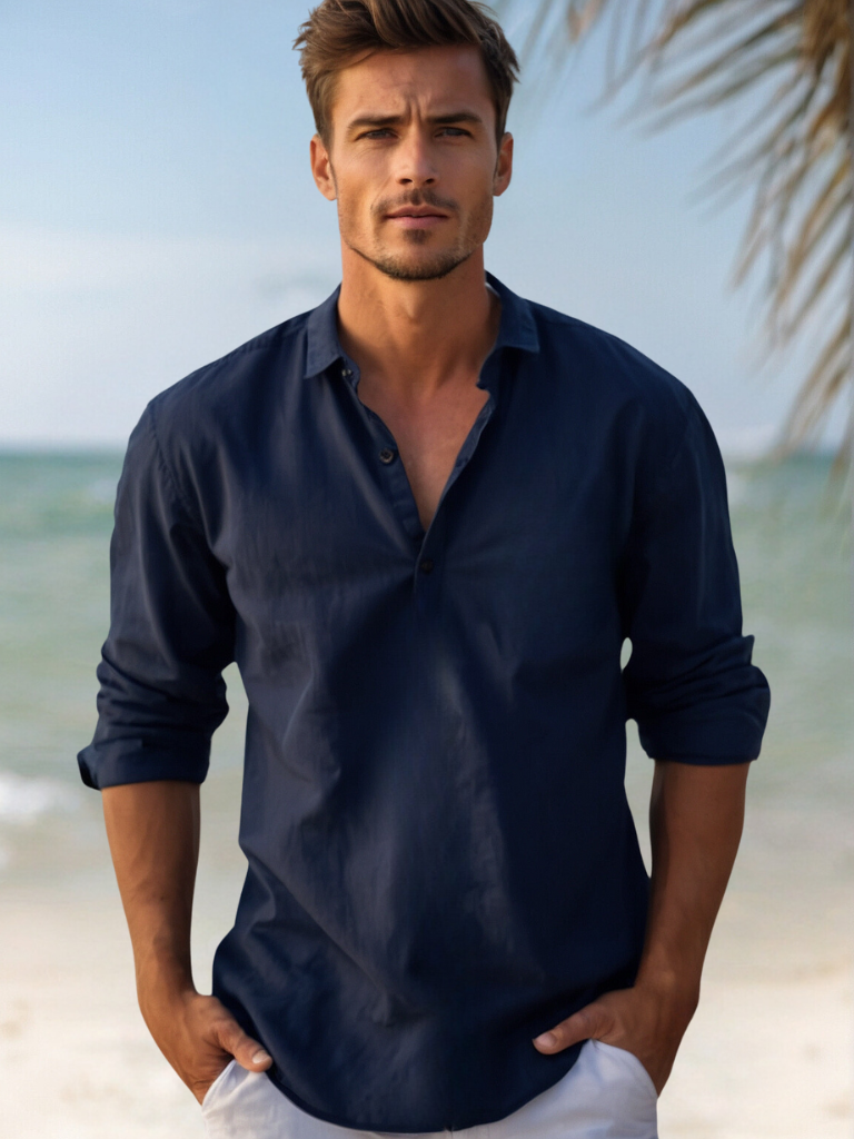 Italian Linen Casual Beach Shirt