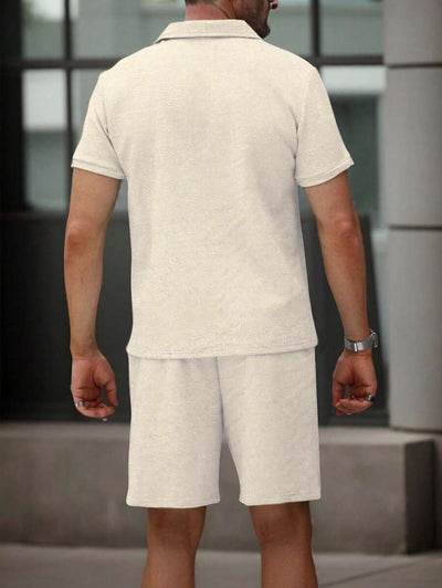 Lightweight Solid Polo Shorts Set