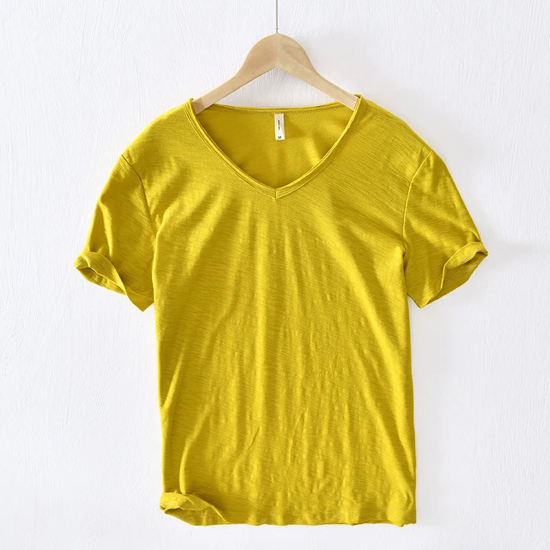 Lightweight Cotton V-Neck T-Shirt