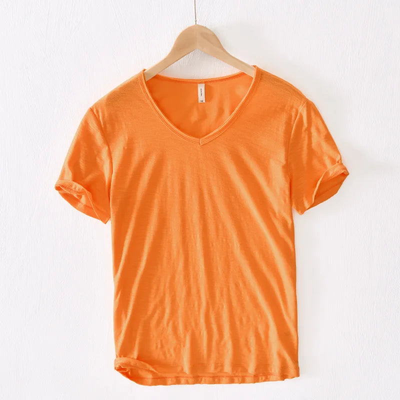 Lightweight Cotton V-Neck T-Shirt