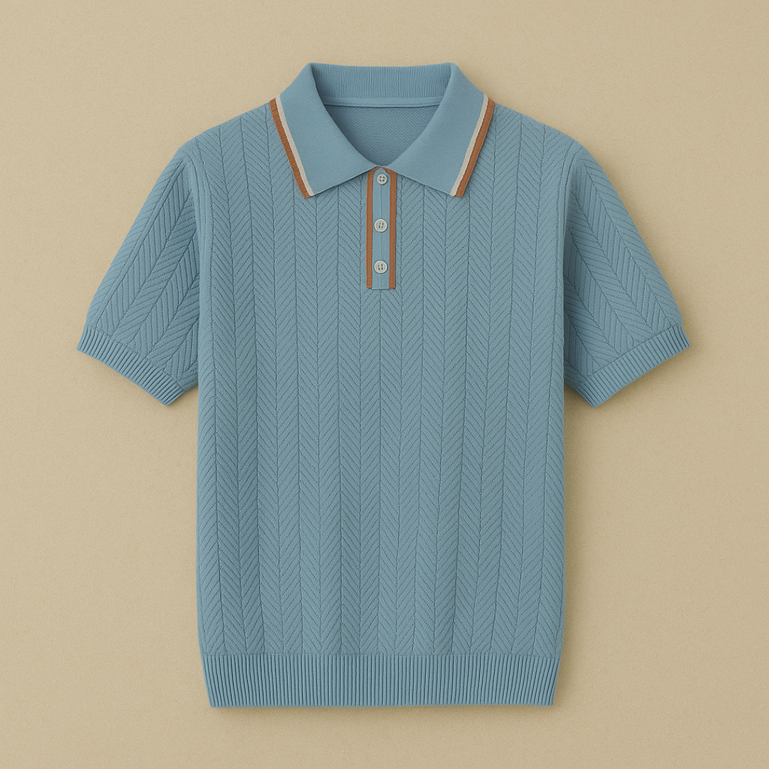 Vintage-Inspired Knitted Polo Shirt
