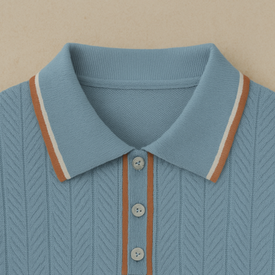 Vintage-Inspired Knitted Polo Shirt