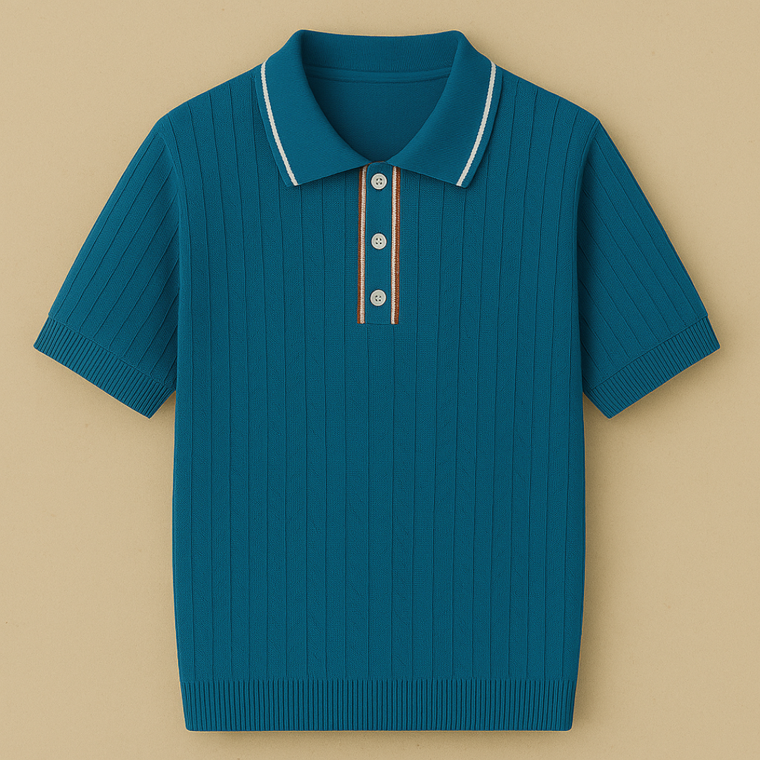 Vintage-Inspired Knitted Polo Shirt