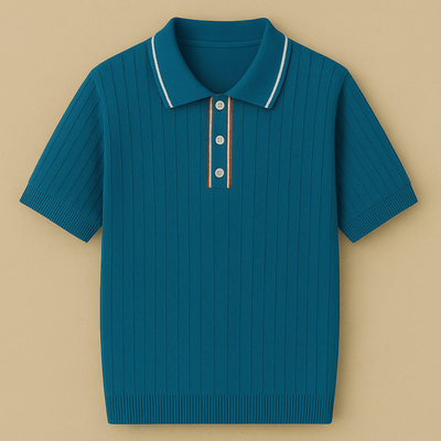 Vintage-Inspired Knitted Polo Shirt