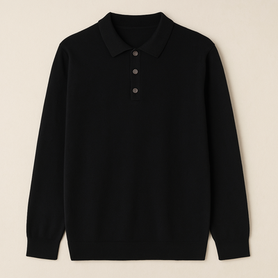 Elegant Long Sleeve Cashmere Polo