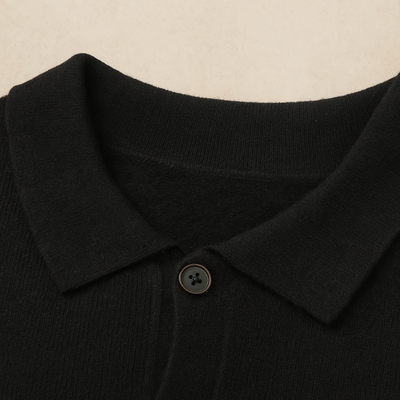 Elegant Long Sleeve Cashmere Polo