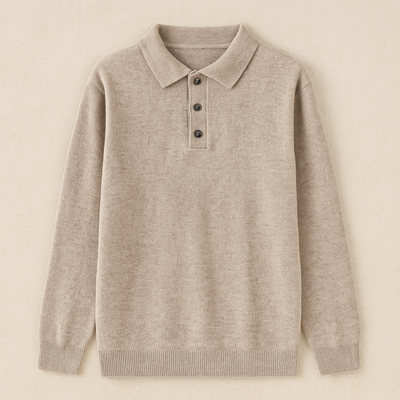 Elegant Long Sleeve Cashmere Polo