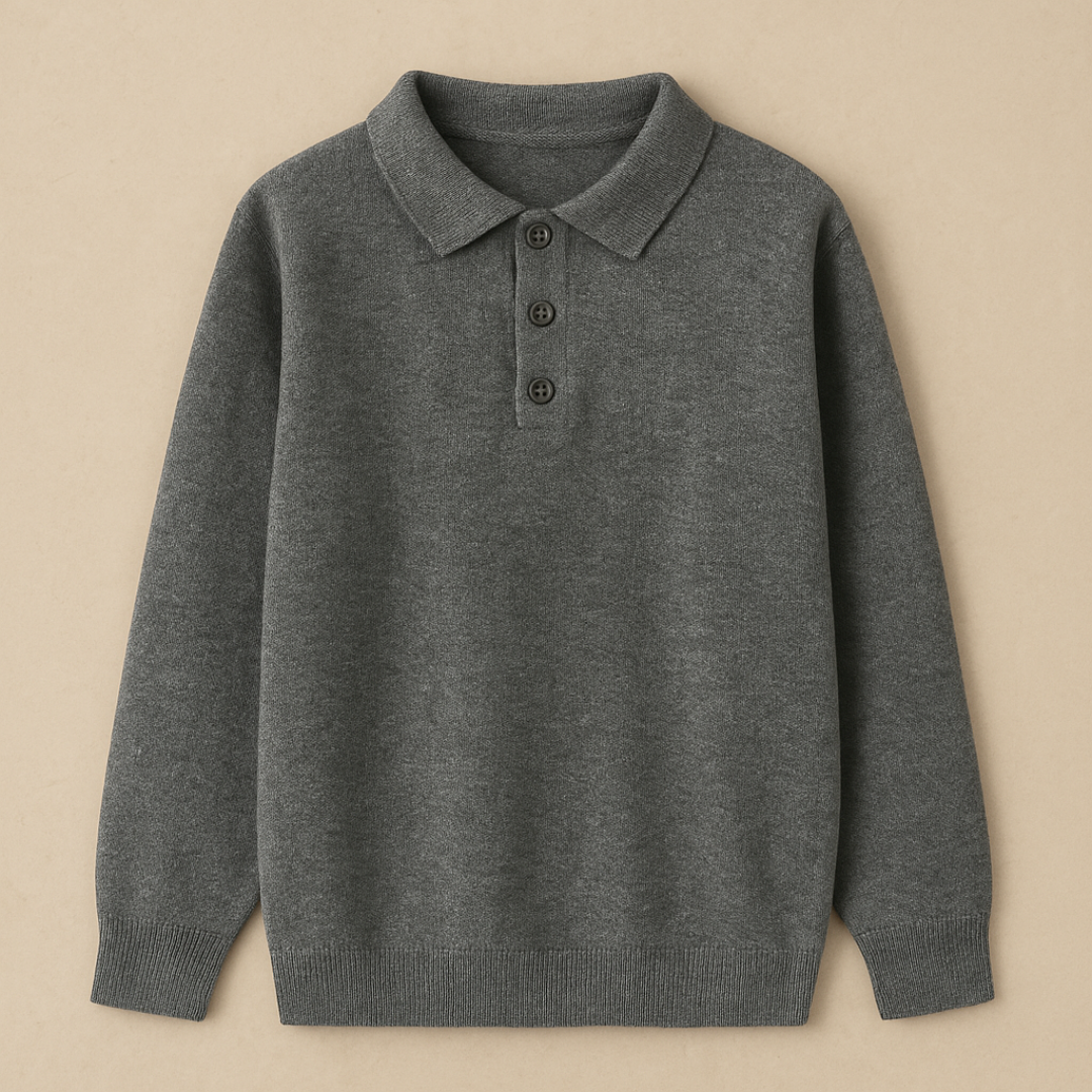Elegant Long Sleeve Cashmere Polo