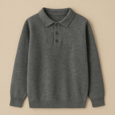 Elegant Long Sleeve Cashmere Polo