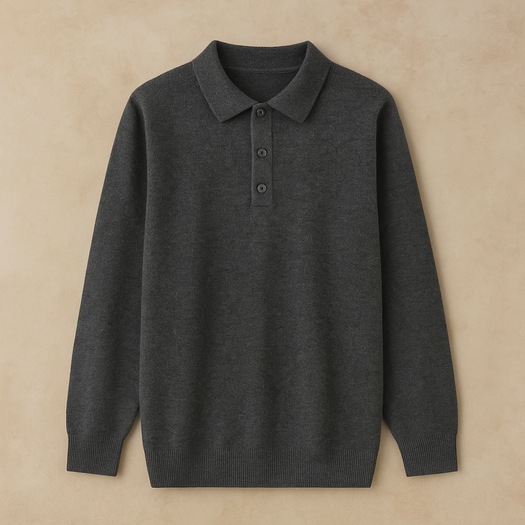 Elegant Long Sleeve Cashmere Polo