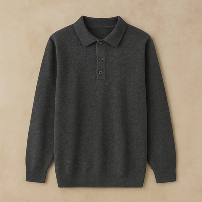 Elegant Long Sleeve Cashmere Polo