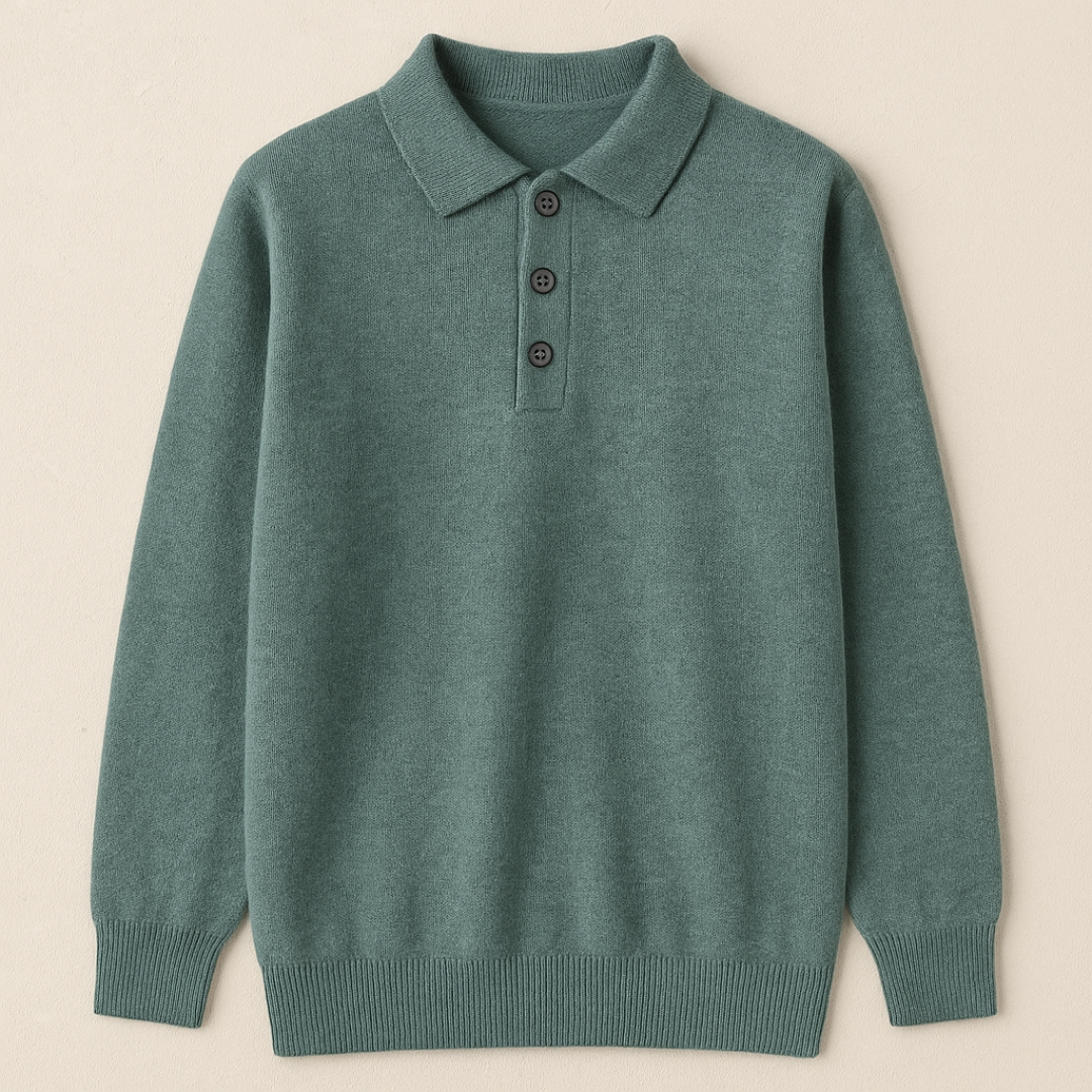 Elegant Long Sleeve Cashmere Polo