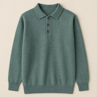 Elegant Long Sleeve Cashmere Polo