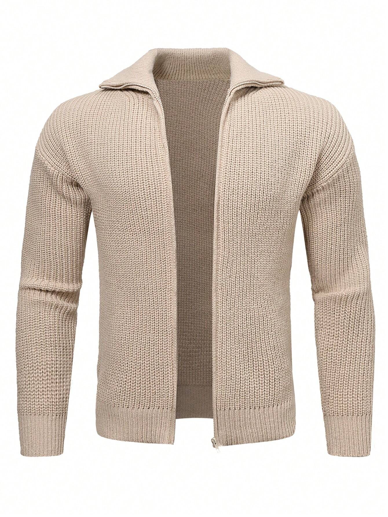 Marco - Beige Knit Zip Sweater