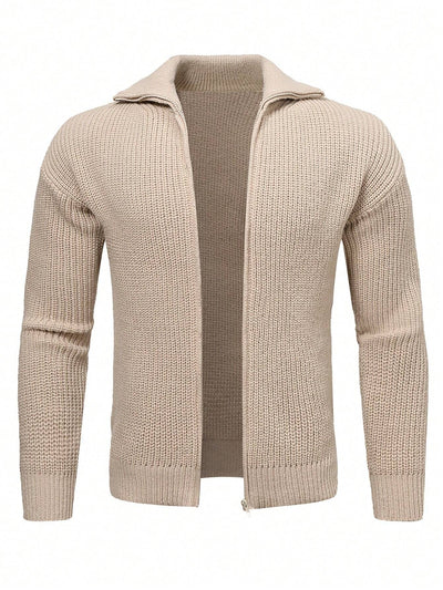 Marco - Beige Knit Zip Sweater