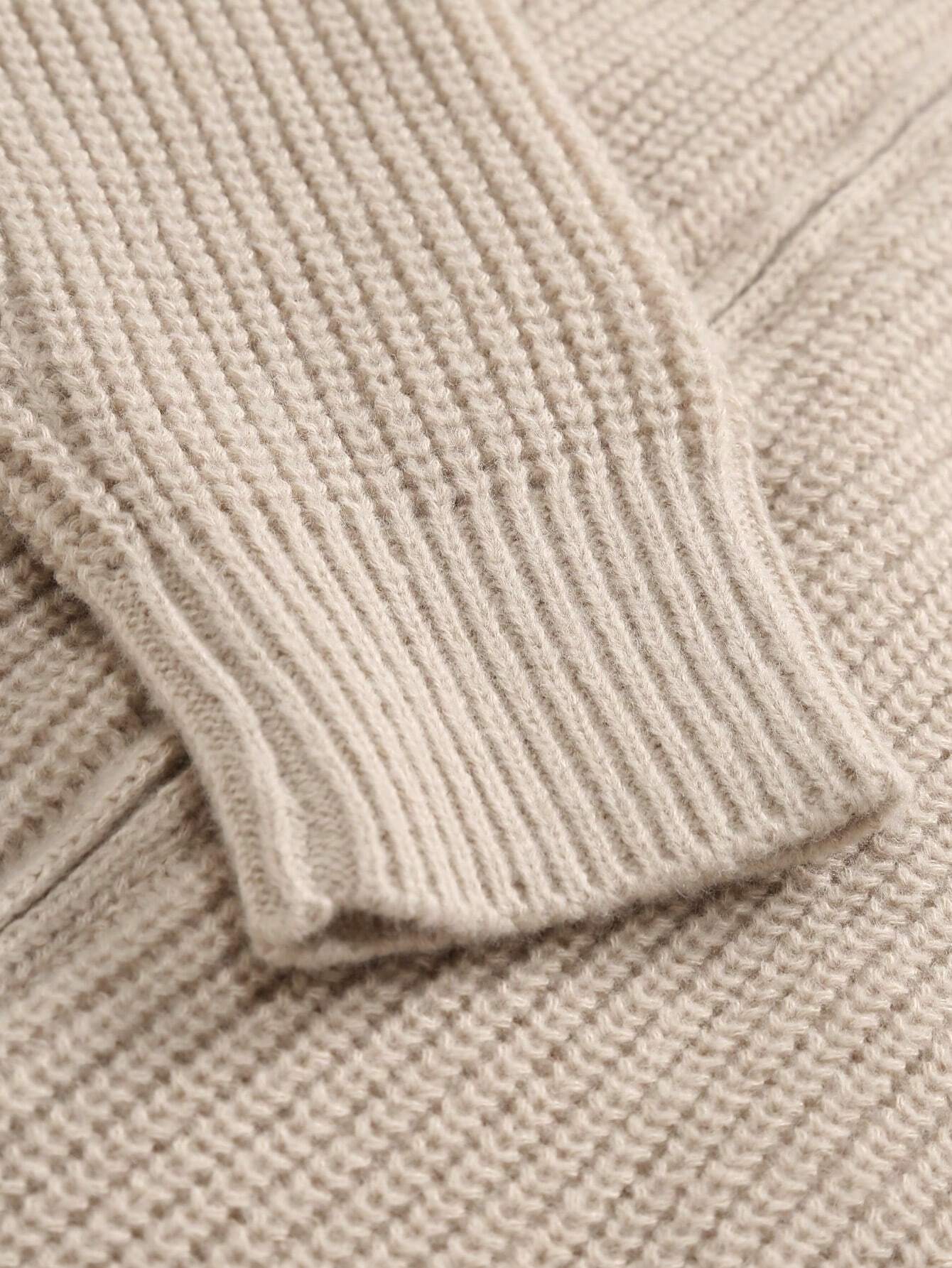 Marco - Beige Knit Zip Sweater