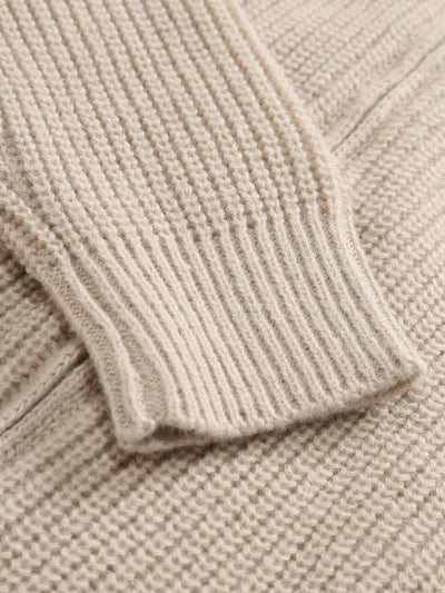 Marco - Beige Knit Zip Sweater
