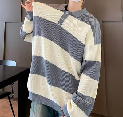 Men's Retro Polo Sweater-3