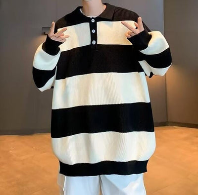 Men's Retro Polo Sweater-6