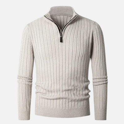 Stripe Cotton Half-Zip Sweater