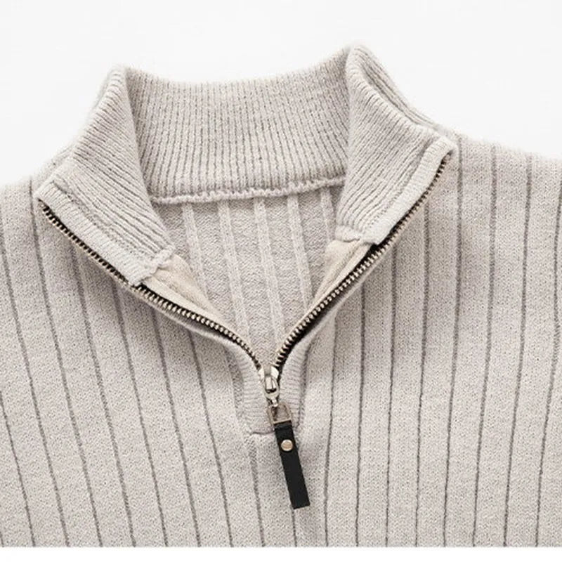 Stripe Cotton Half-Zip Sweater