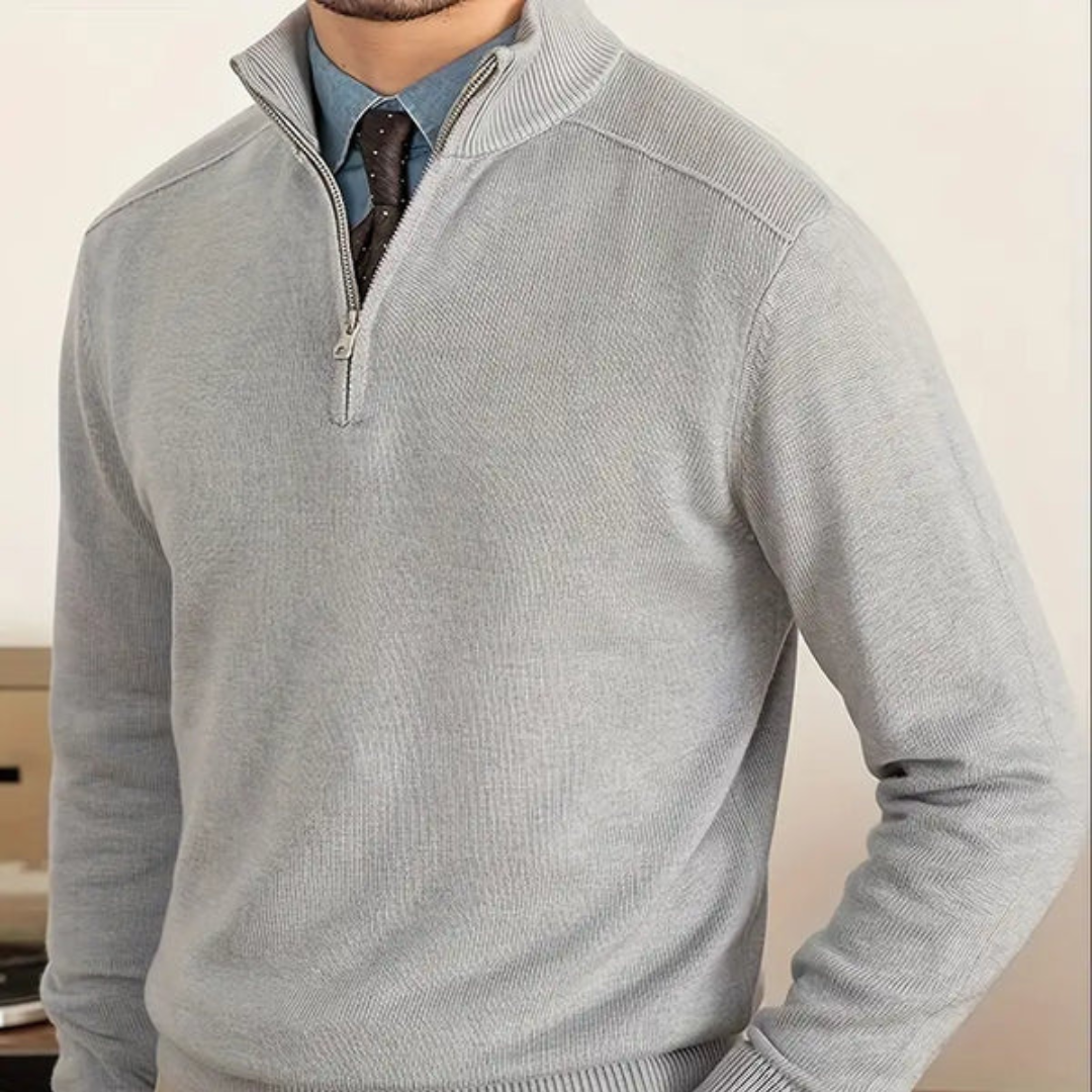 Cotton Half-Zip Sweater for Men