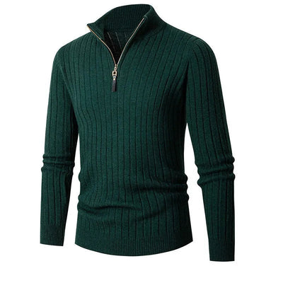 Stripe Cotton Half-Zip Sweater