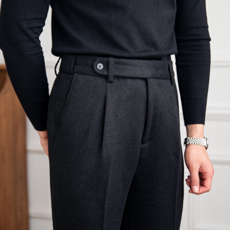 Wool Herringbone Trousers