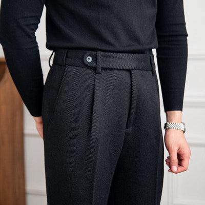 Wool Herringbone Trousers
