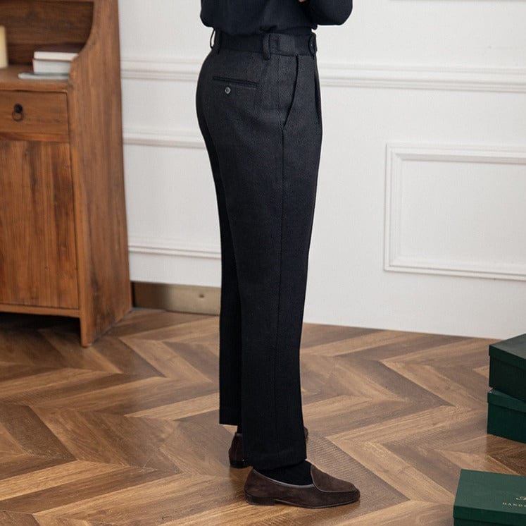 Wool Herringbone Trousers