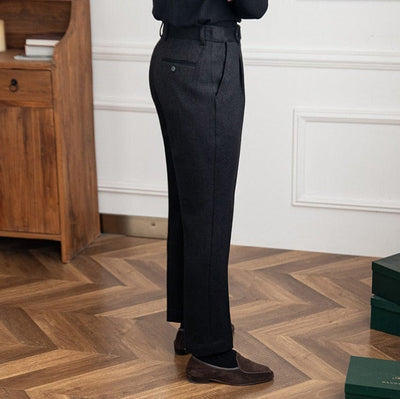 Wool Herringbone Trousers